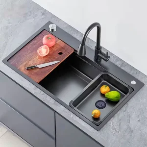 Modern Style NanoBlack Stainless Steel Handmade Kitchen Sink Smart Large Kitchen Sink