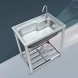 Outdoor portable stainless steel sink Kitchen Water Standing sink with rack single and single dish washing modern sink