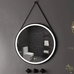 Elegant BlackBelt Round LED Mirror Wall Mounted