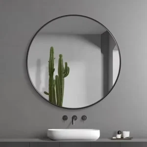 Metal Framed Round Bathroom Mirror