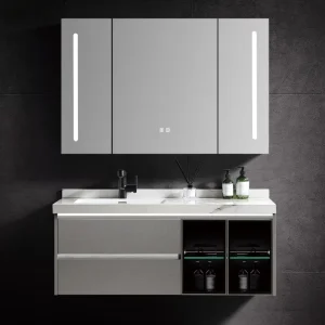 Modern Plywood Bathroom Vanity with Mirror Cabinet