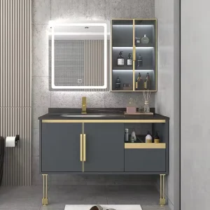 Modern Plywood Bathroom Vanity with Mirror Cabinet