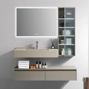 LuxuryFloating Bathroom Cabinet with Mirror and Sink