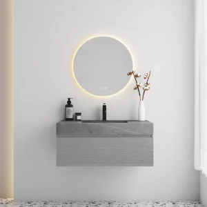 Modern Gray Floating Vanity with Sintered Stone Top