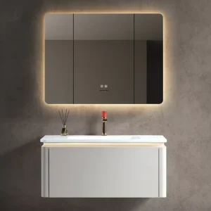 LuxuryWall Mounted Bathroom Vanity PVC with Back Light