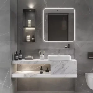 Stone Vanity with Ceramic Countertop Basin