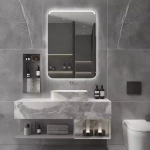 Stone Bathroom Vanity with Countertop Basin in Grey 80cm
