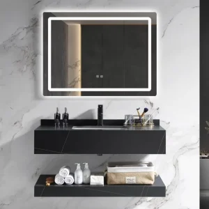 800mm Black Floating Sintered Stone Bathroom Vanity with Undermount Sink