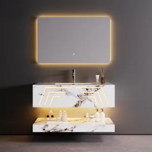800mm White Modern Bathroom FloatingVanity with Backlight