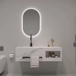 Luxury Sintered Stone Floating Vanity Unit with Towel Rail