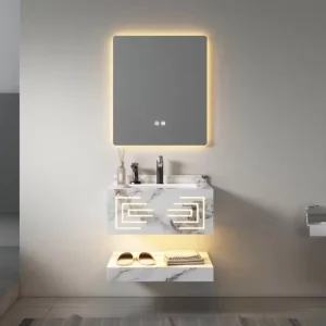 500mm Double Layer Small Floating Bathroom Vanity with Backlight