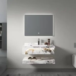 800mmDouble Layer Sintered Stone FloatingVanity withLED Backlight